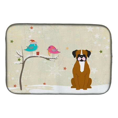 Carolines Treasures Christmas Presents Between Friends Flashy Fawn Boxer Dish Drying Mat BB2588DDM